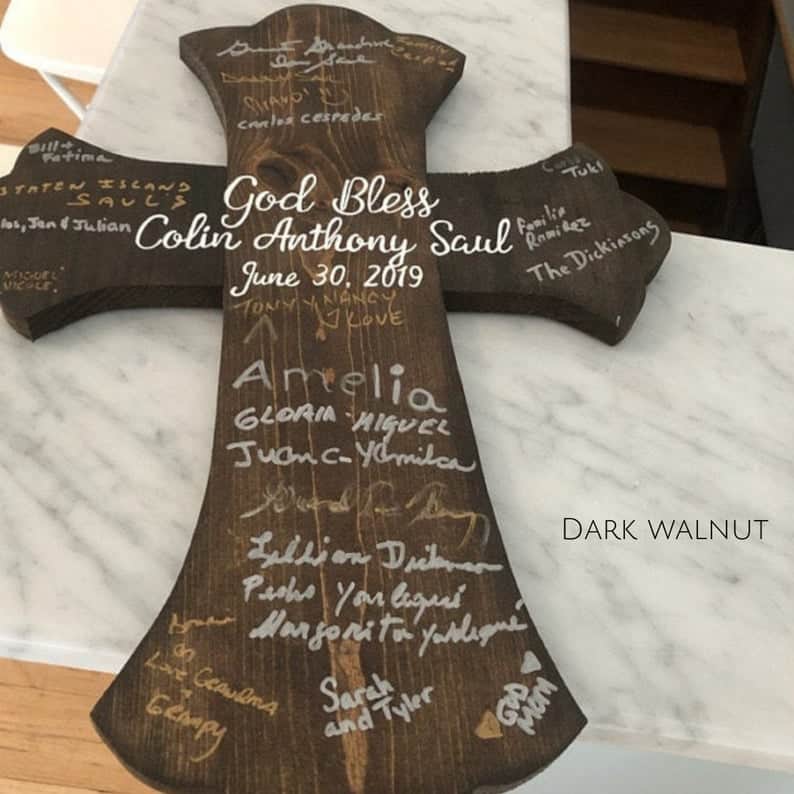 Wood Cross Guest Book