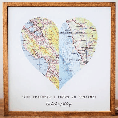 Map Art long term friendship gifts