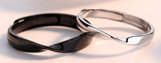 Silver and Black Twist Promise Rings Under 100