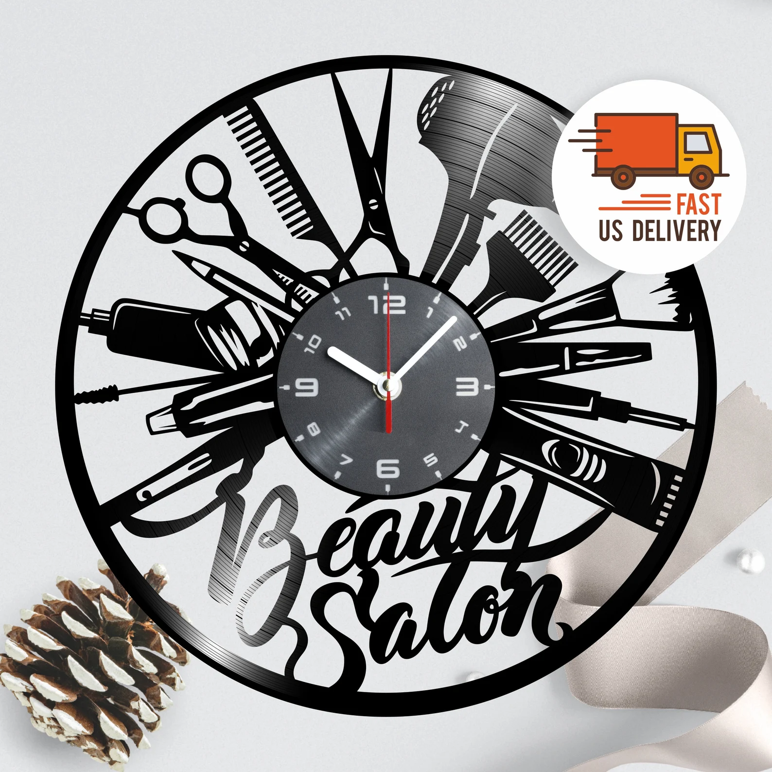 Beauty Salon Vinyl Wall Clock