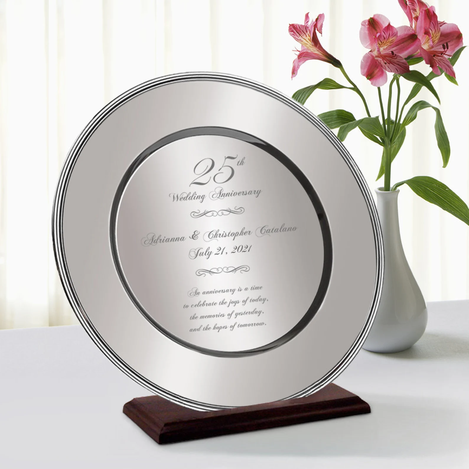 Personalized 25th Anniversary Silver Platter