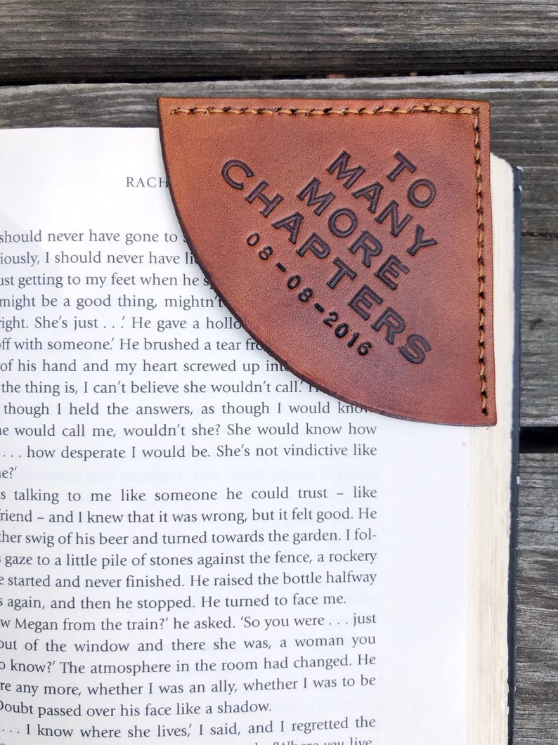 Personalized Leather Corner Bookmark