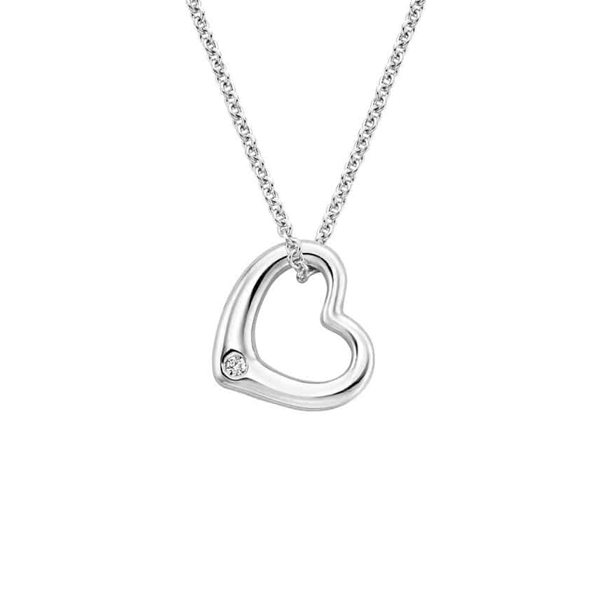 Silver Heart Diamond Pendant