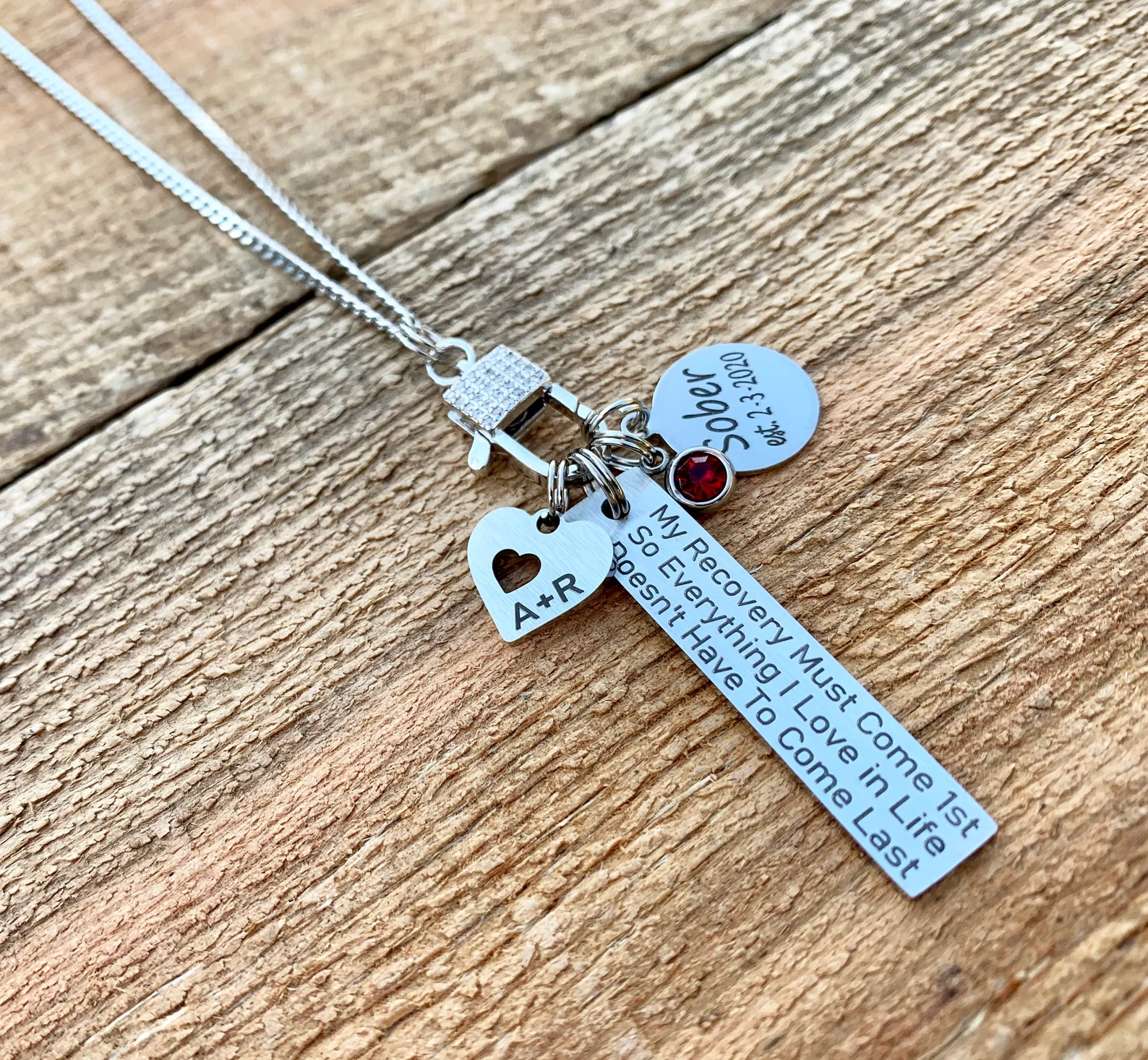 Personalized Sobriety Charm Necklace