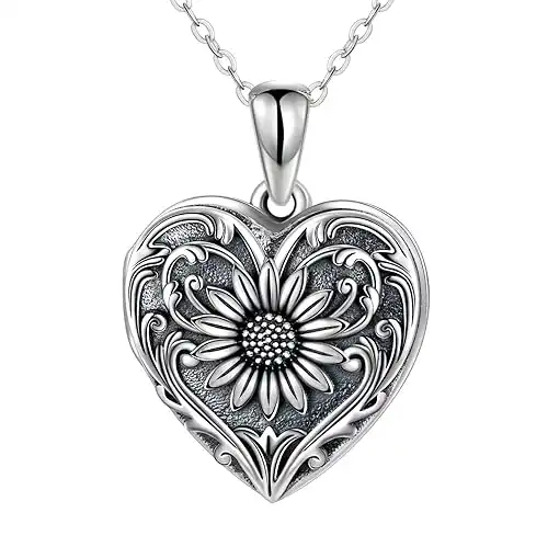 Sunflower Heart Shaped Locket Necklace